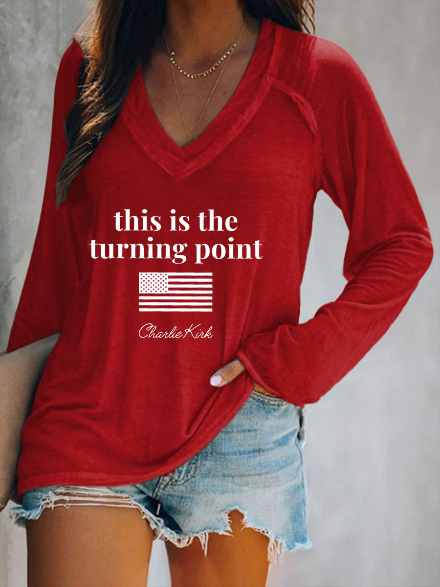 Women's patriotic long sleeve t-shirt