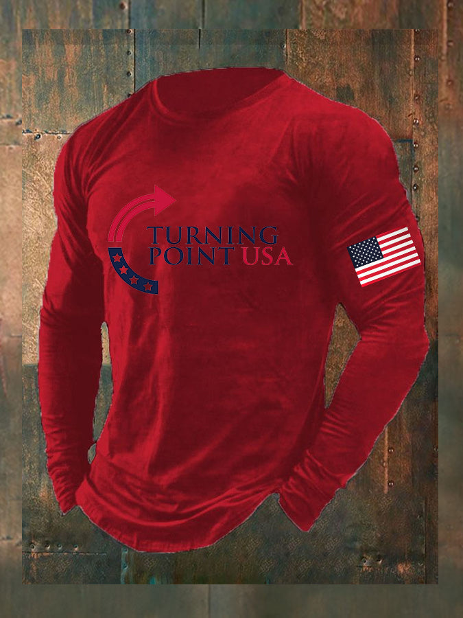 Men's Charlie Kirk Turning Point USA Trump Commemorative Long Sleeve T-Shirt